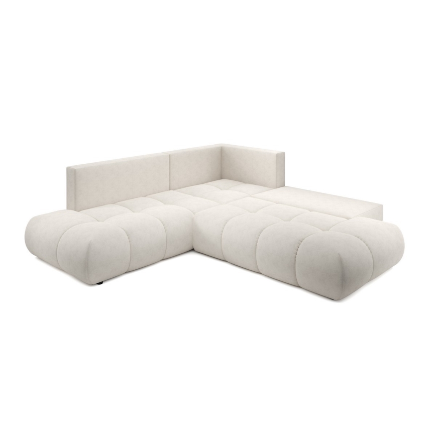 Canapé d'angle convertible en L ALMADA, angle droit, beige, avec coffre de rangement