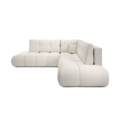 Canapé d'angle convertible en L ALMADA, angle droit, beige, avec coffre de rangement