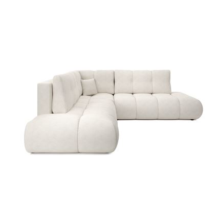 Canapé d'angle convertible en L ALMADA, angle droit, beige, avec coffre de rangement