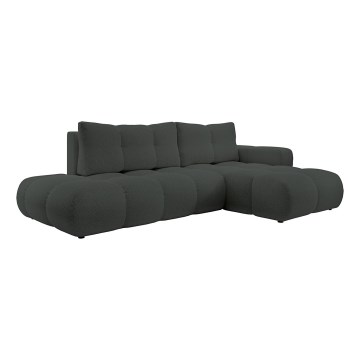Canapé d'angle convertible ALMADA en L, rembourré, avec coffre de rangement — côté droit, coloris anthracite