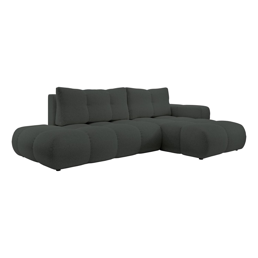 Canapé d'angle convertible ALMADA en L, rembourré, avec coffre de rangement — côté droit, coloris anthracite