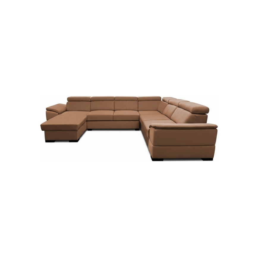 Canapé d'angle convertible en U à angle réversible avec coffre de rangement GRANADA, marron
