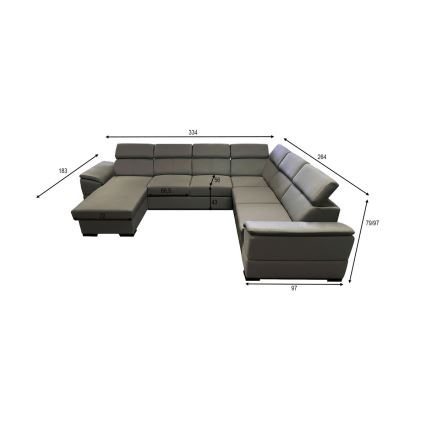Canapé d'angle convertible en U réversible avec coffre de rangement GRANADA gris foncé