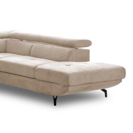 Canapé d'angle convertible en L BRESCIA avec rangement, version droite, beige