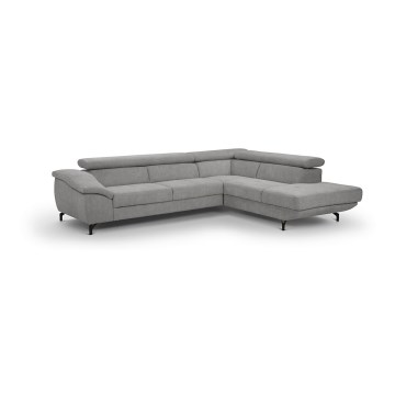 Canapé d'angle convertible avec rangement en L BRESCIA droit gris