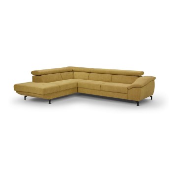 Canapé d'angle convertible avec rangement en L BRESCIA gauche jaune