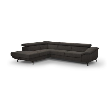 Canapé d'angle convertible avec rangement en L BRESCIA gauche marron