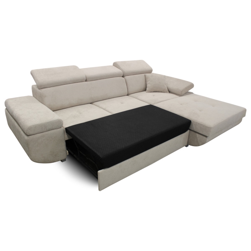 Canapé d'angle convertible avec rangement en L CASTELO, côté droit, gris