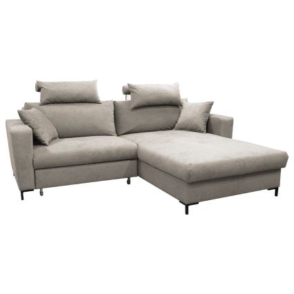 Canapé d'angle convertible avec rangement en L HORTA droit gris