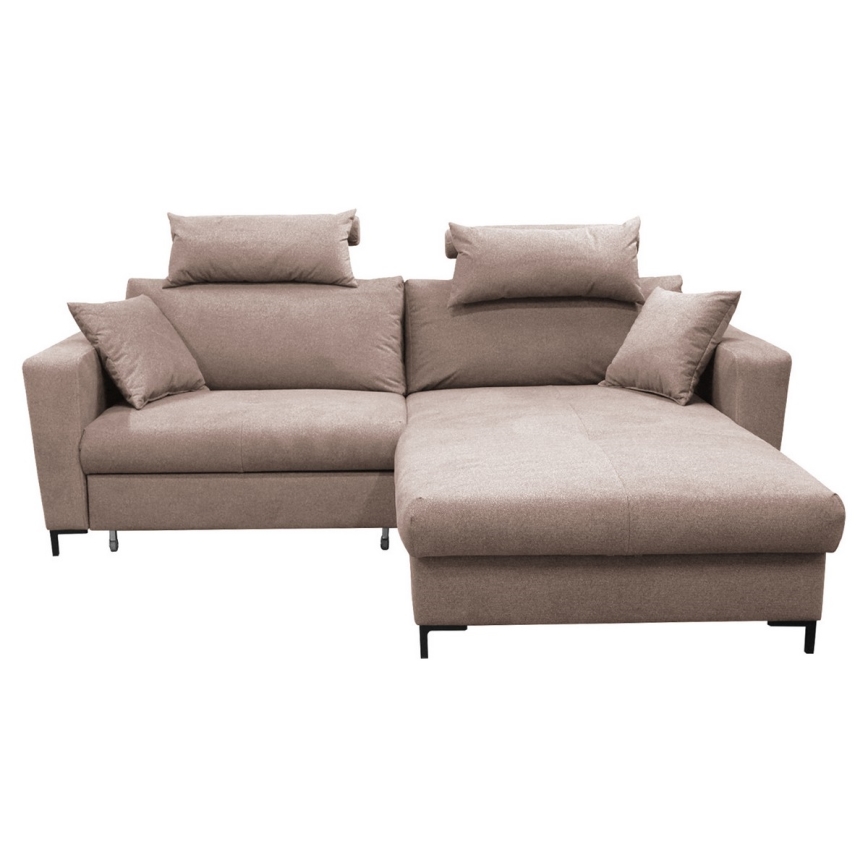 Canapé d'angle convertible en L HORTA avec rangement, version droite, rose