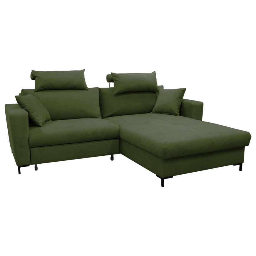 Canapé d'angle convertible avec rangement en L HORTA gauche vert