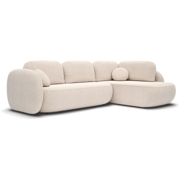 Canapé d'angle convertible avec rangement en L OLBIA droit beige