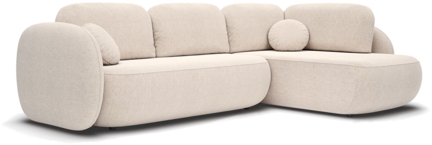 Canapé d'angle convertible avec rangement en L OLBIA droit beige