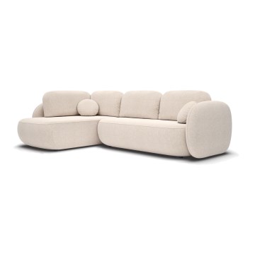 Canapé d'angle convertible avec rangement en L OLBIA gauche beige
