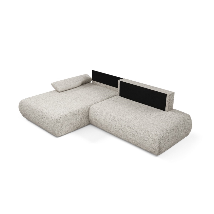 Canapé d'angle convertible avec rangement en L PRATO gauche beige
