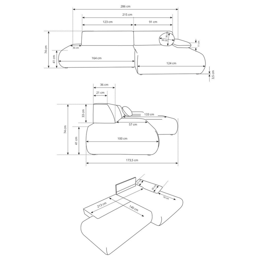 Canapé d'angle convertible avec rangement en L PRATO gauche beige