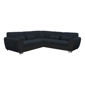 Canapé d'angle convertible avec rangement en L VISEU droit anthracite/noir