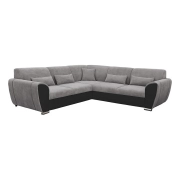 Canapé d'angle convertible avec rangement en L VISEU droit gris/noir