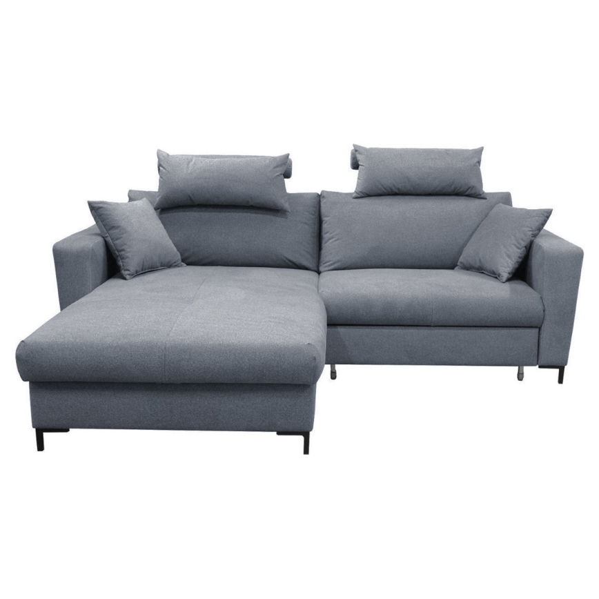 Canapé d'angle convertible en L HORTA avec rangement, version gauche, gris foncé