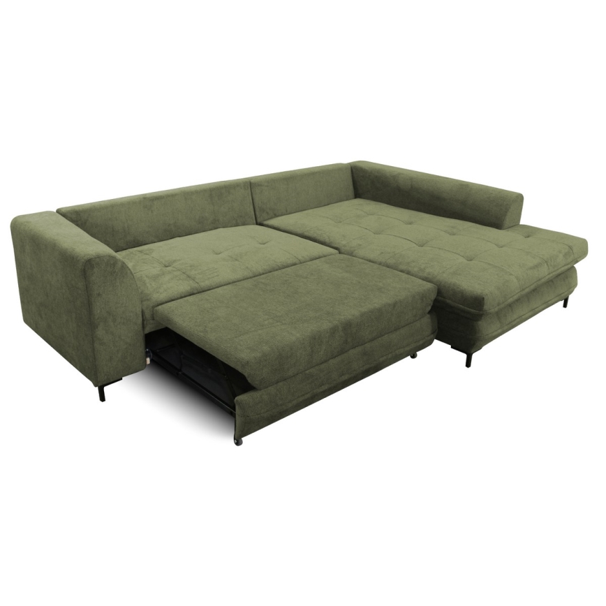 Canapé d'angle convertible avec rangement en L LAGOA droit vert