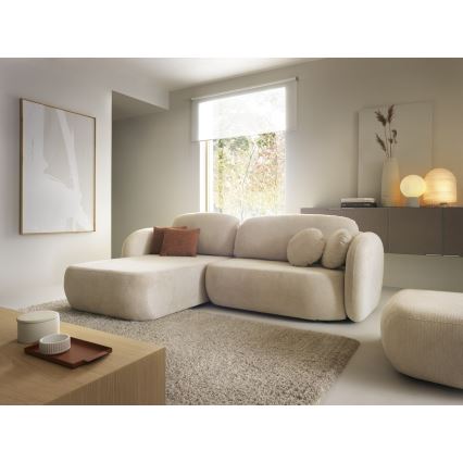 Canapé d'angle convertible avec rangement en L OLBIA gauche beige