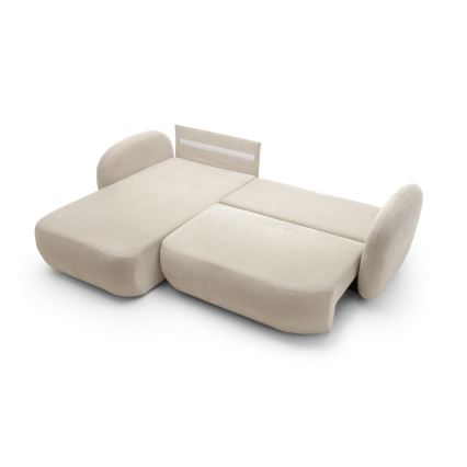 Canapé d'angle convertible avec rangement en L OLBIA gauche beige