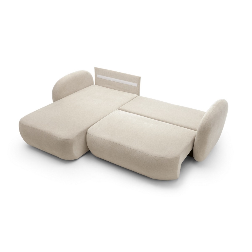 Canapé d'angle convertible avec rangement en L OLBIA gauche beige
