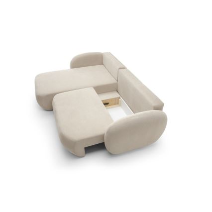 Canapé d'angle convertible avec rangement en L OLBIA gauche beige