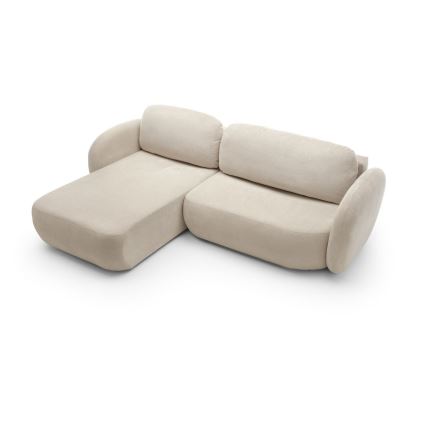 Canapé d'angle convertible avec rangement en L OLBIA gauche beige