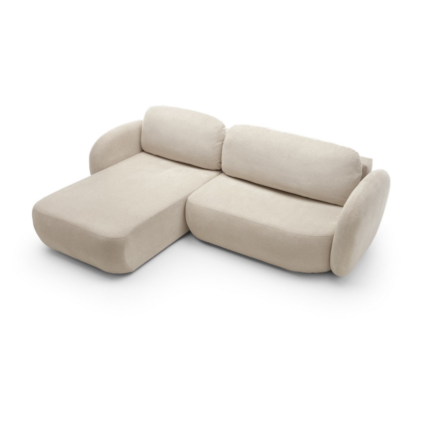 Canapé d'angle convertible avec rangement en L OLBIA gauche beige
