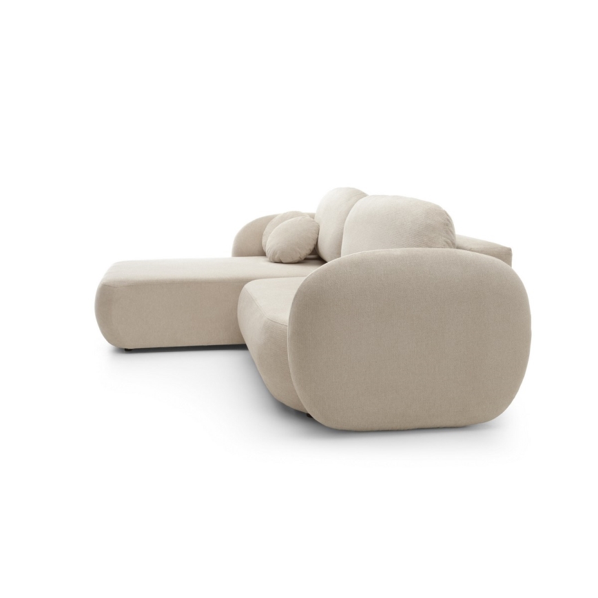 Canapé d'angle convertible avec rangement en L OLBIA gauche beige