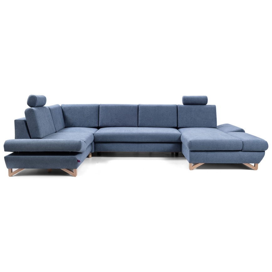 Canapé d'angle convertible en U AVESTA bleu avec rangement intégré