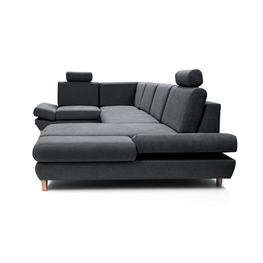 Canapé d'angle convertible en U AVESTA anthracite avec rangement intégré