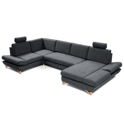 Canapé d'angle convertible en U AVESTA anthracite avec rangement intégré