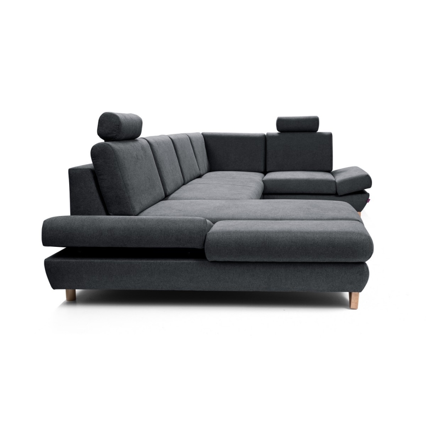 Canapé d'angle convertible en U AVESTA anthracite avec rangement intégré
