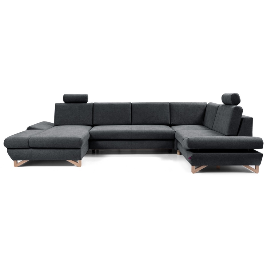 Canapé d'angle convertible en U AVESTA anthracite avec rangement intégré
