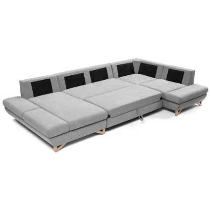 Canapé d'angle convertible en U AVESTA gris avec rangement intégré