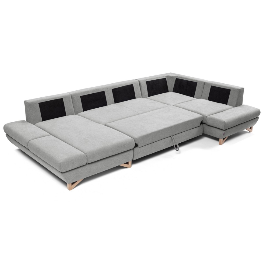 Canapé d'angle convertible en U AVESTA gris avec rangement intégré
