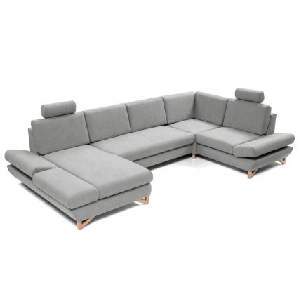 Canapé d'angle convertible en U AVESTA gris avec rangement intégré