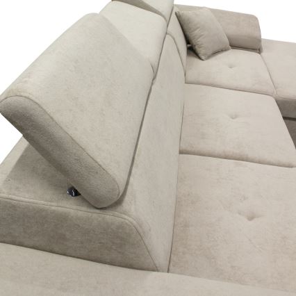 Canapé d'angle convertible en L avec coffre de rangement CASTELO, côté droit, gris