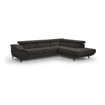 Canapé d'angle convertible en L BRESCIA avec rangement, version droite, couleur marron