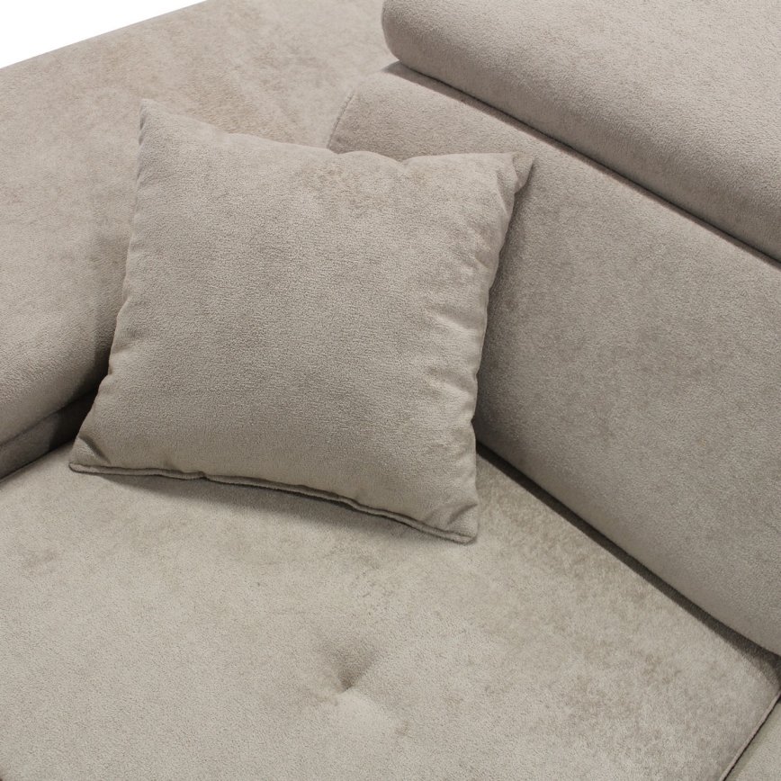 Canapé d'angle convertible en L CASTELO avec coffre de rangement, côté gauche, gris