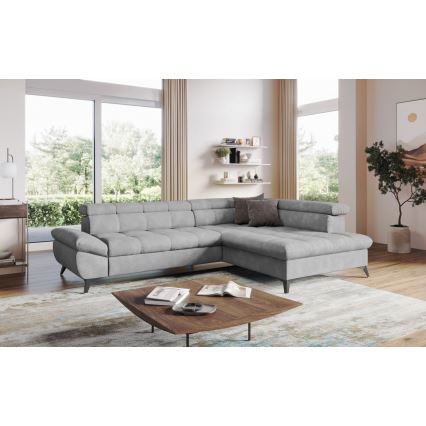 Canapé d'angle convertible en L MARANO droit gris