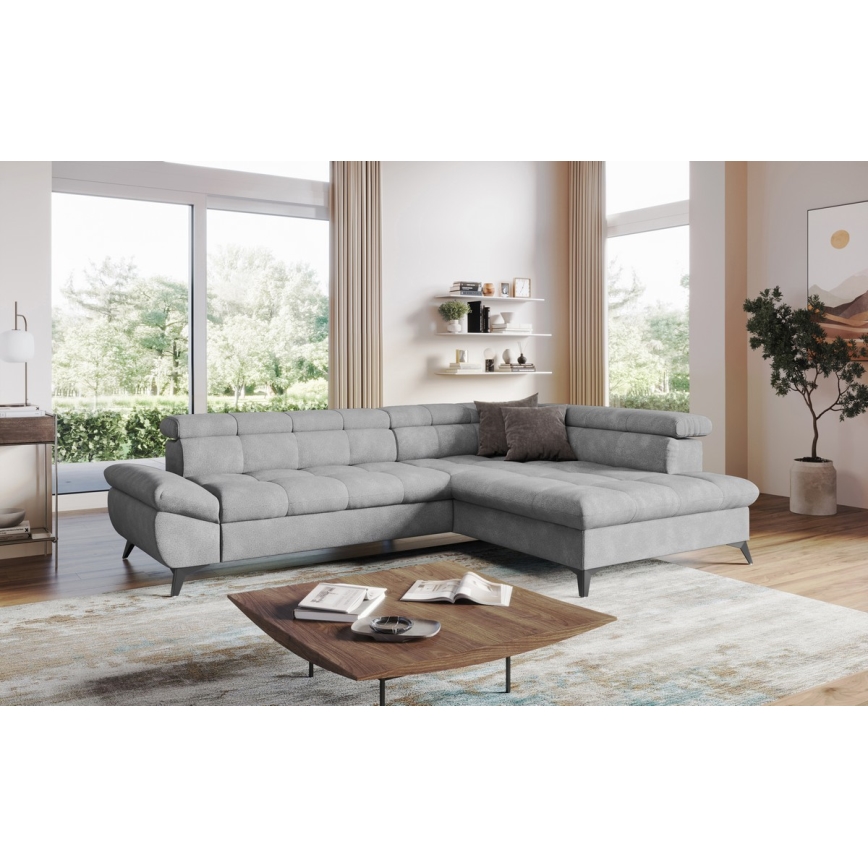 Canapé d'angle convertible en L MARANO droit gris