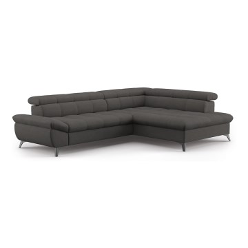 Canapé d'angle convertible en L MARANO droit noir