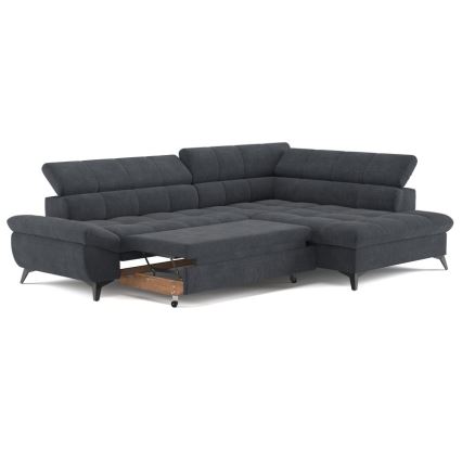Canapé d'angle convertible en L MARANO droit noir