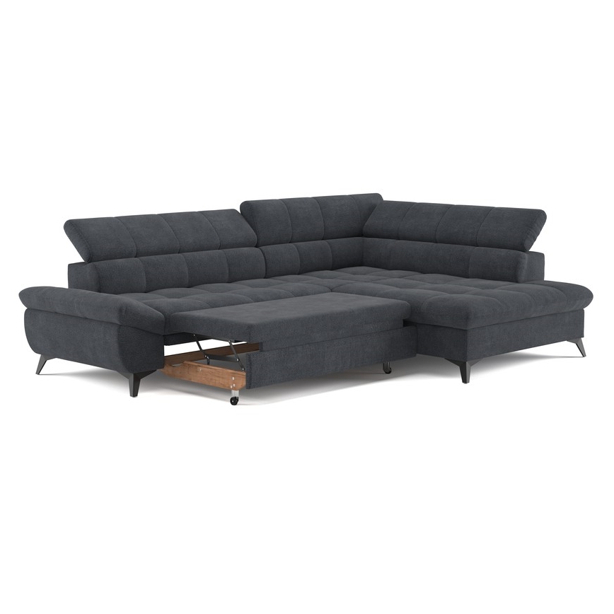 Canapé d'angle convertible en L MARANO droit noir
