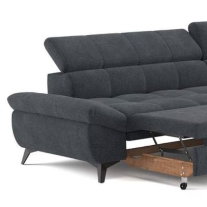Canapé d'angle convertible en L MARANO droit noir