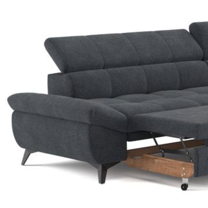 Canapé d'angle convertible en L MARANO droit noir