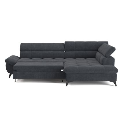 Canapé d'angle convertible en L MARANO droit noir